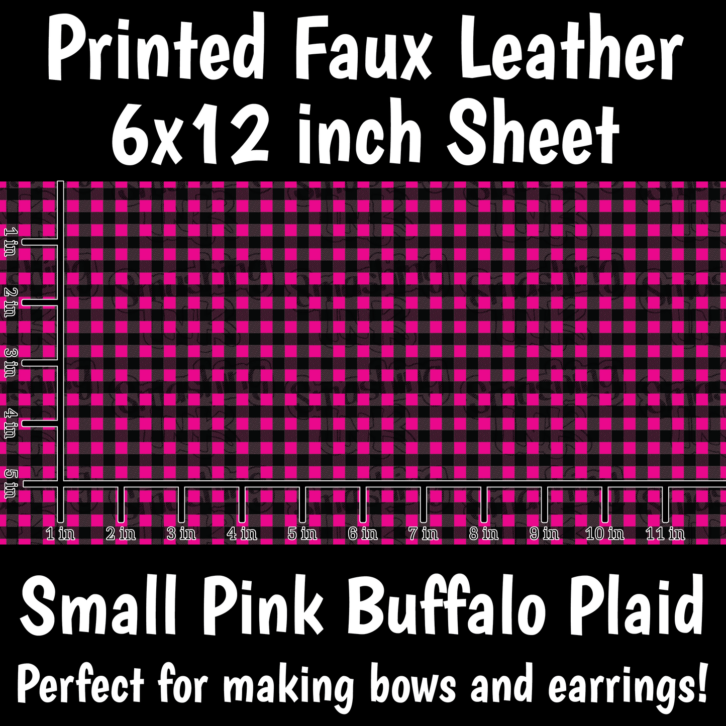 Pink Buffalo Plaid - Faux Leather Sheet (SHIPS IN 3 BUS DAYS)