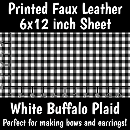 White Buffalo Plaid - Faux Leather Sheet (SHIPS IN 3 BUS DAYS)