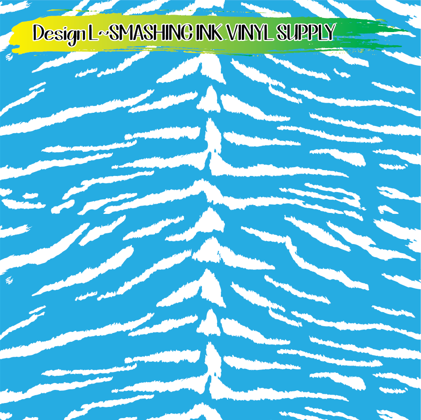 Light Blue White Animal Print ★ Printed Vinyl Sheets | Faux Leather | Laser Safe