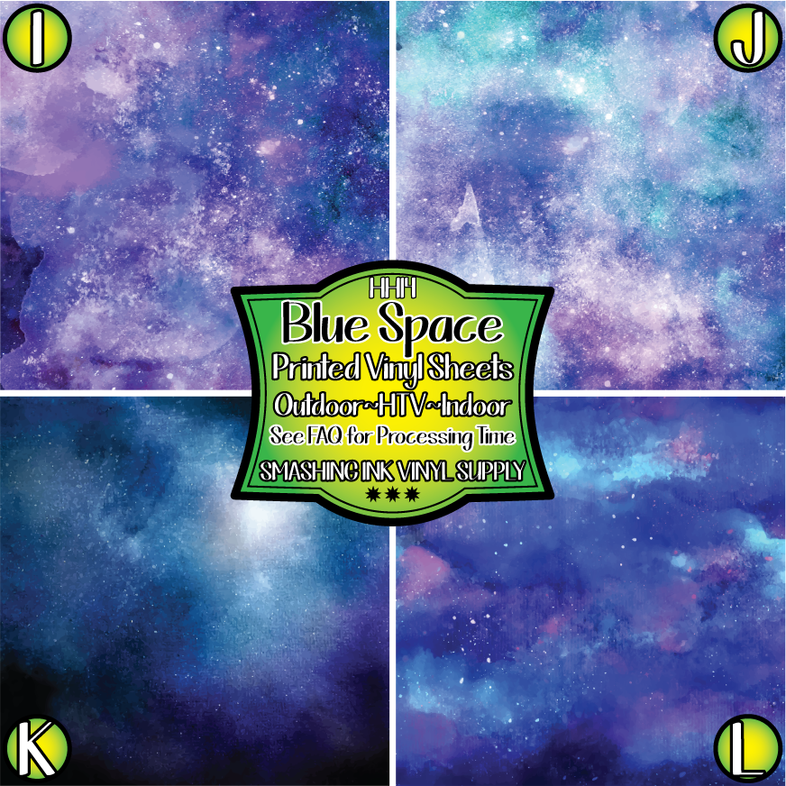 Blue Space ★ Printed Vinyl Sheets | Faux Leather | Laser Safe