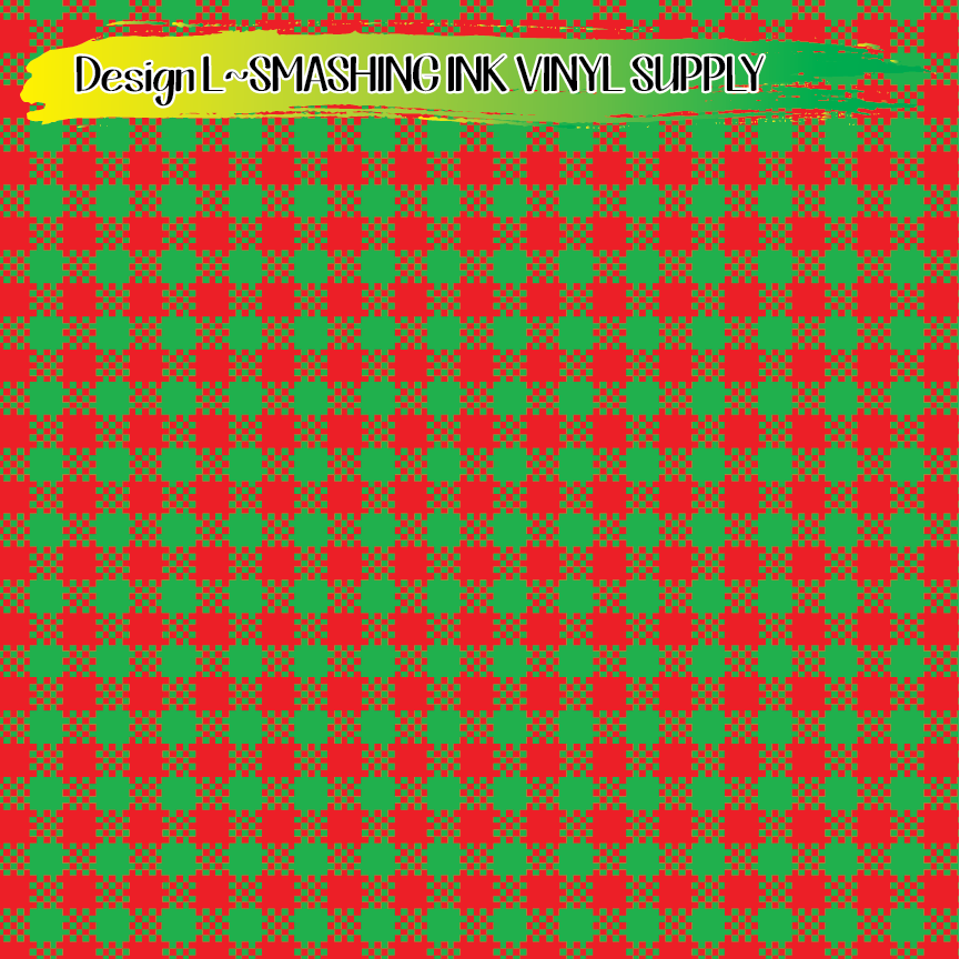Red Green Flannel Plaid ★ Printed Vinyl Sheets | Faux Leather | Laser Safe