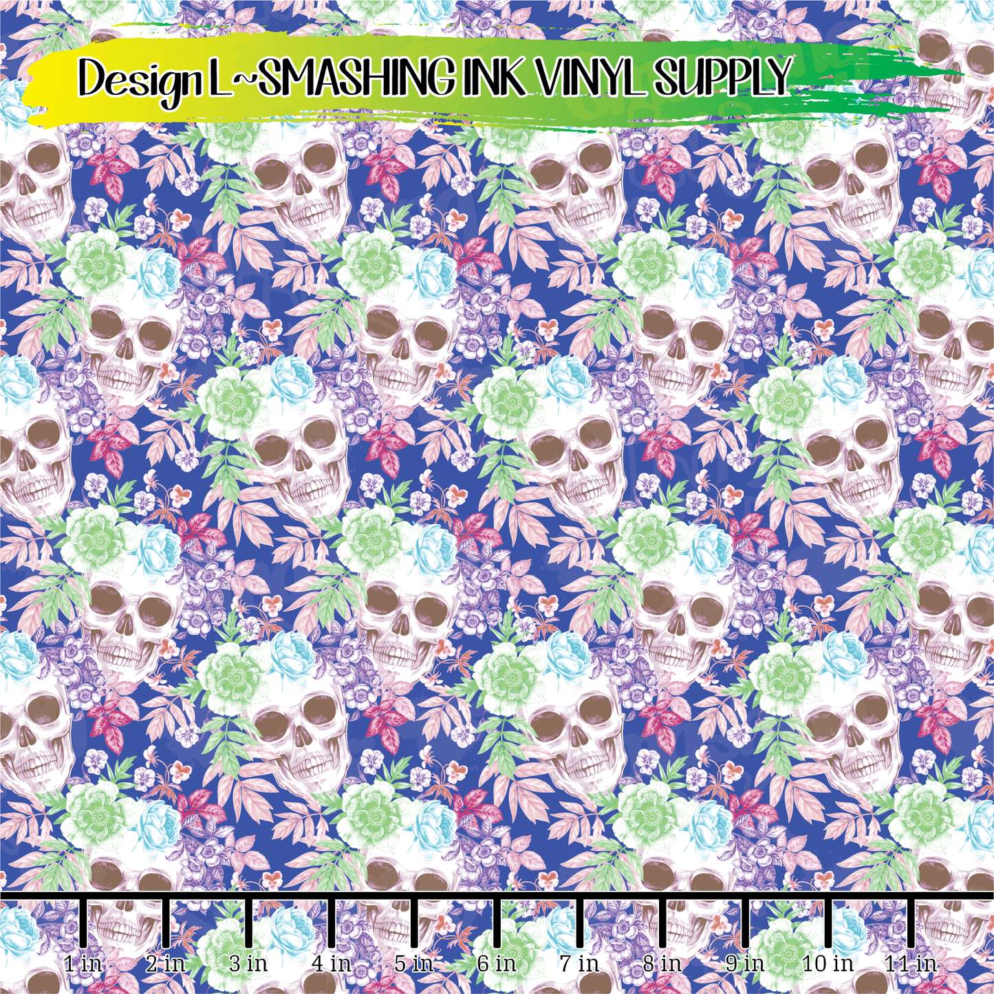 Floral Skulls ★ Printed Vinyl Sheets | Faux Leather | Laser Safe