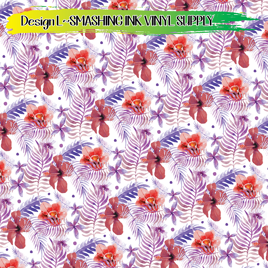 Tropical Flowers ★ Printed Vinyl Sheets | Faux Leather | Laser Safe