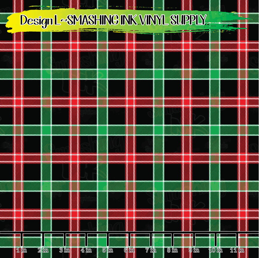 Red Green Black Plaid ★ Printed Vinyl Sheets | Faux Leather | Laser Safe