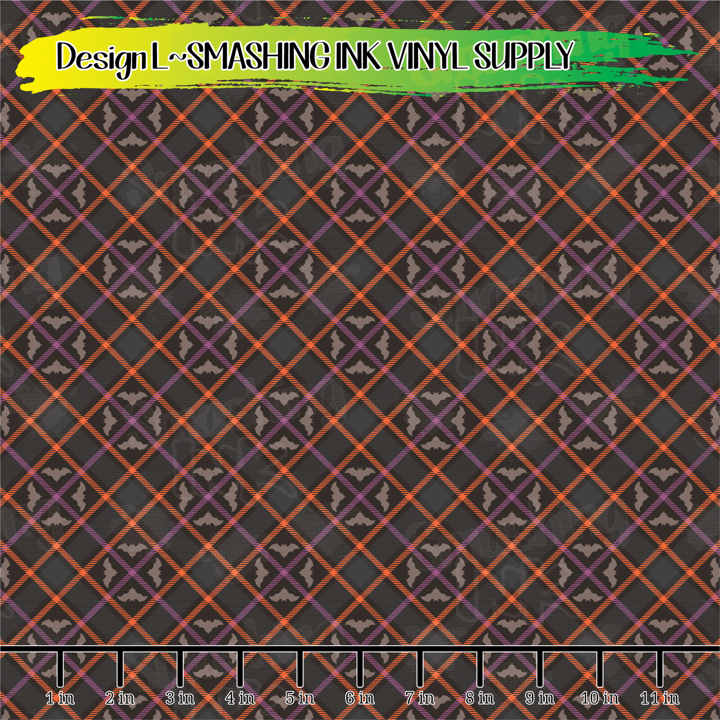 Halloween Bats Plaid ★ Printed Vinyl Sheets | Faux Leather | Laser Safe