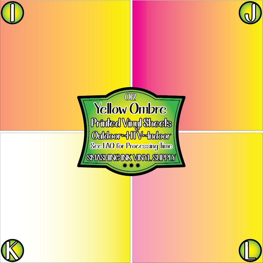 Yellow Ombre ★ Printed Vinyl Sheets | Faux Leather | Laser Safe
