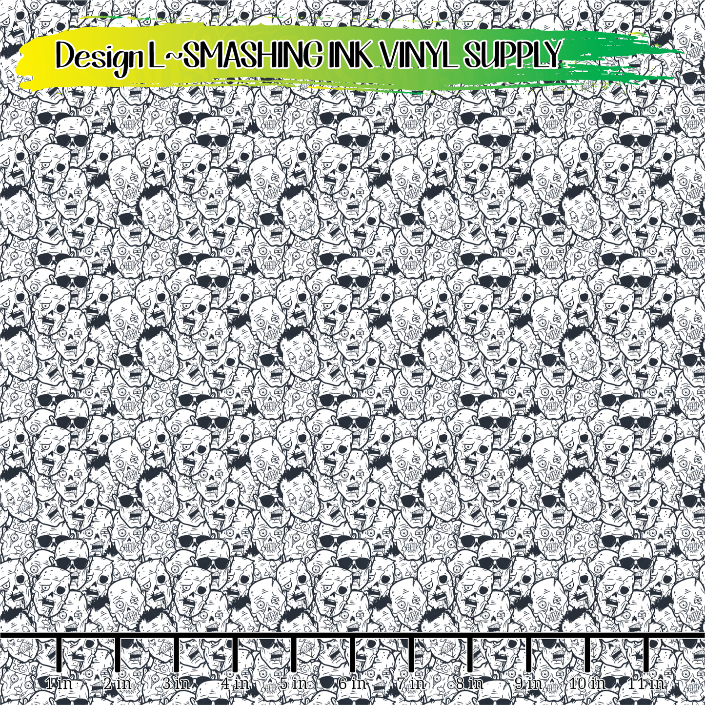 Small Scale Zombie Doodles ★ Printed Vinyl Sheets | Faux Leather | Laser Safe