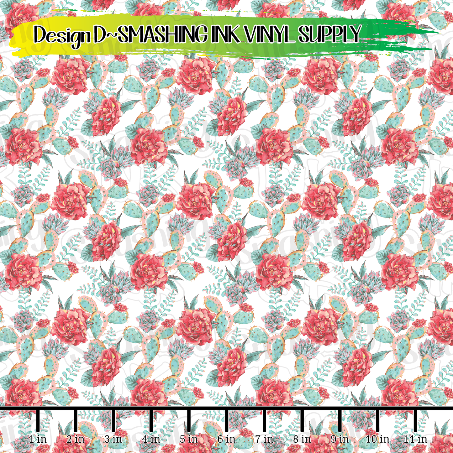 Floral Cactus ★ Printed Vinyl Sheets | Faux Leather | Laser Safe