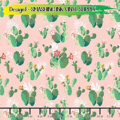 Pink Cactus ★ Pattern Vinyl | Faux Leather | Sublimation (TAT 3 BUS DAYS)