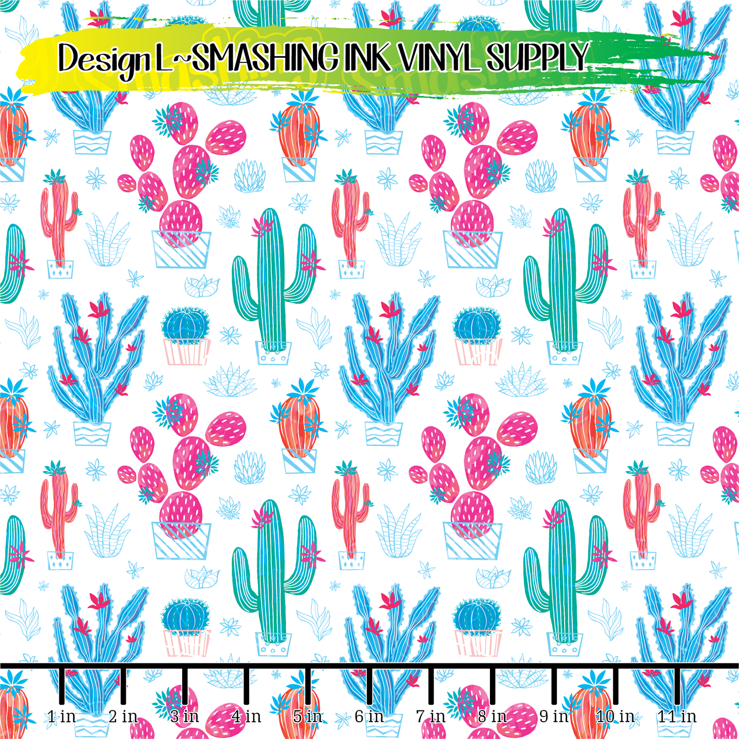 Colorful Cactus ★ Printed Vinyl Sheets | Faux Leather | Laser Safe