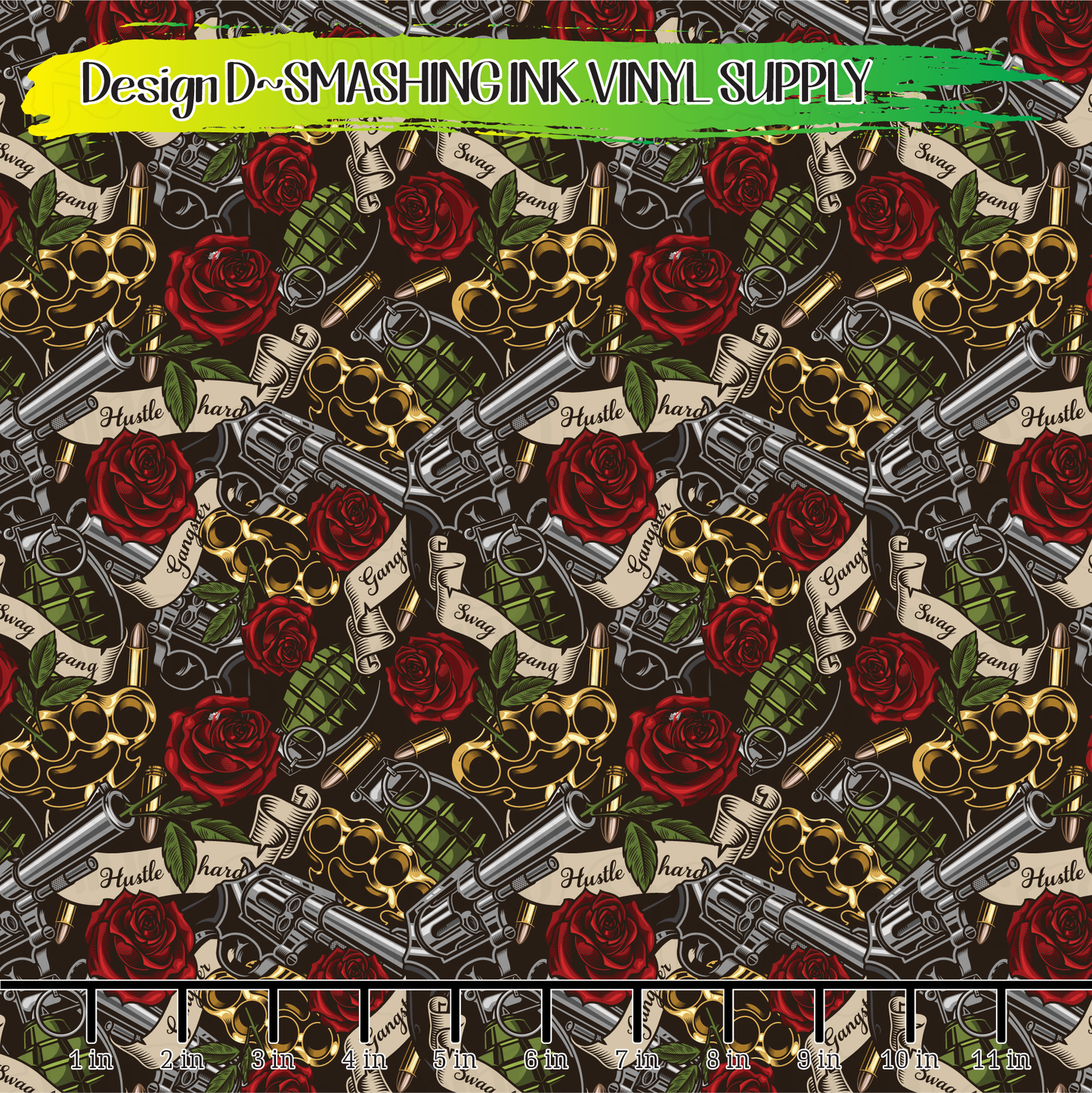 Guns And Roses ★ Printed Vinyl Sheets | Faux Leather | Laser Safe