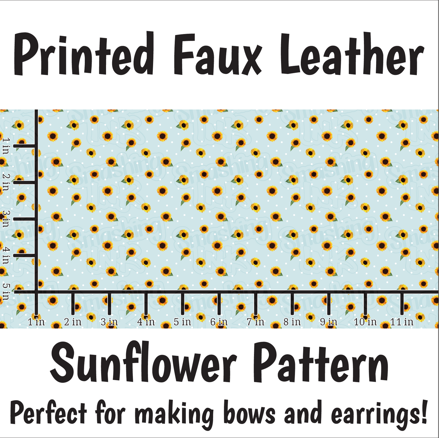 Sunflower Pattern - Faux Leather Sheet (SHIPS IN 3 BUS DAYS)