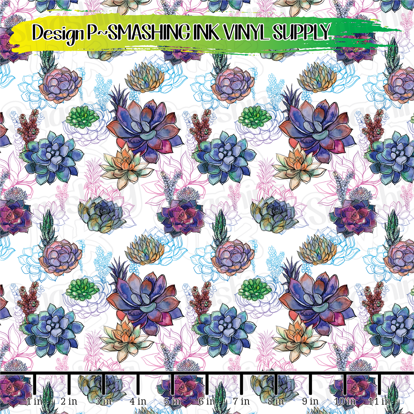 Colorful Succulents ★ Printed Vinyl Sheets | Faux Leather | Laser Safe