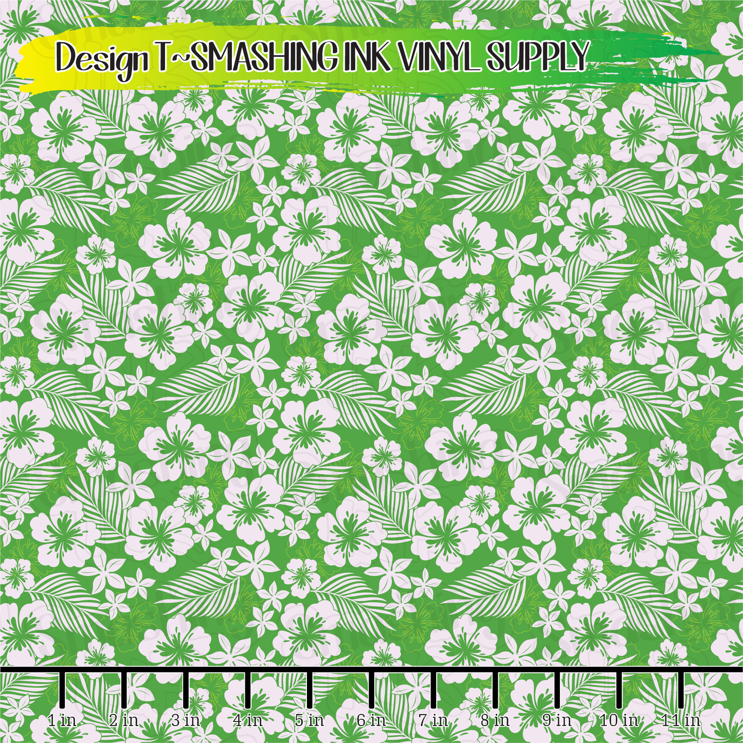 Lime Hibiscus ★ Printed Vinyl Sheets | Faux Leather | Laser Safe