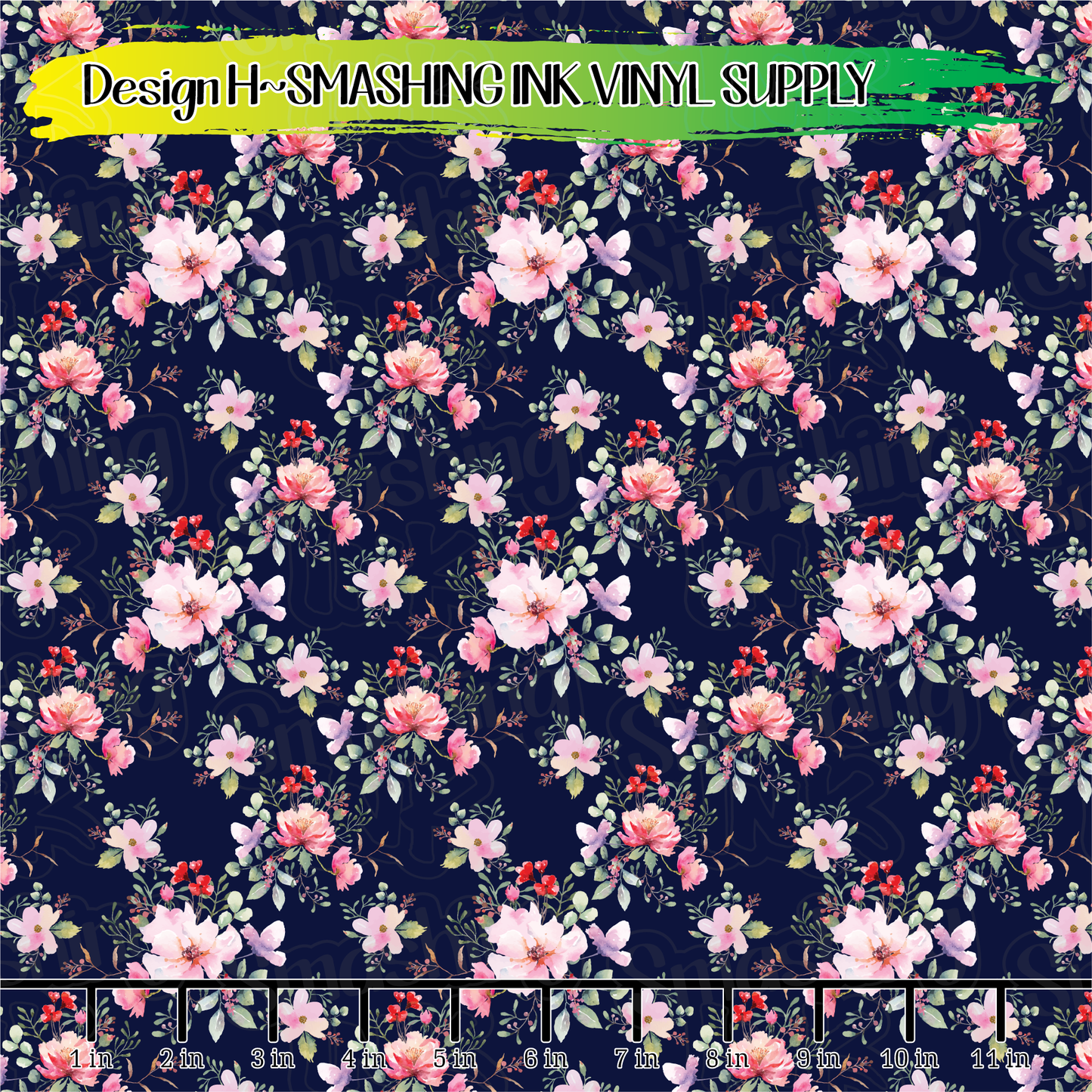 BLUE FLORAL WATERCOLOR ★ Printed Vinyl Sheets | Faux Leather | Laser Safe