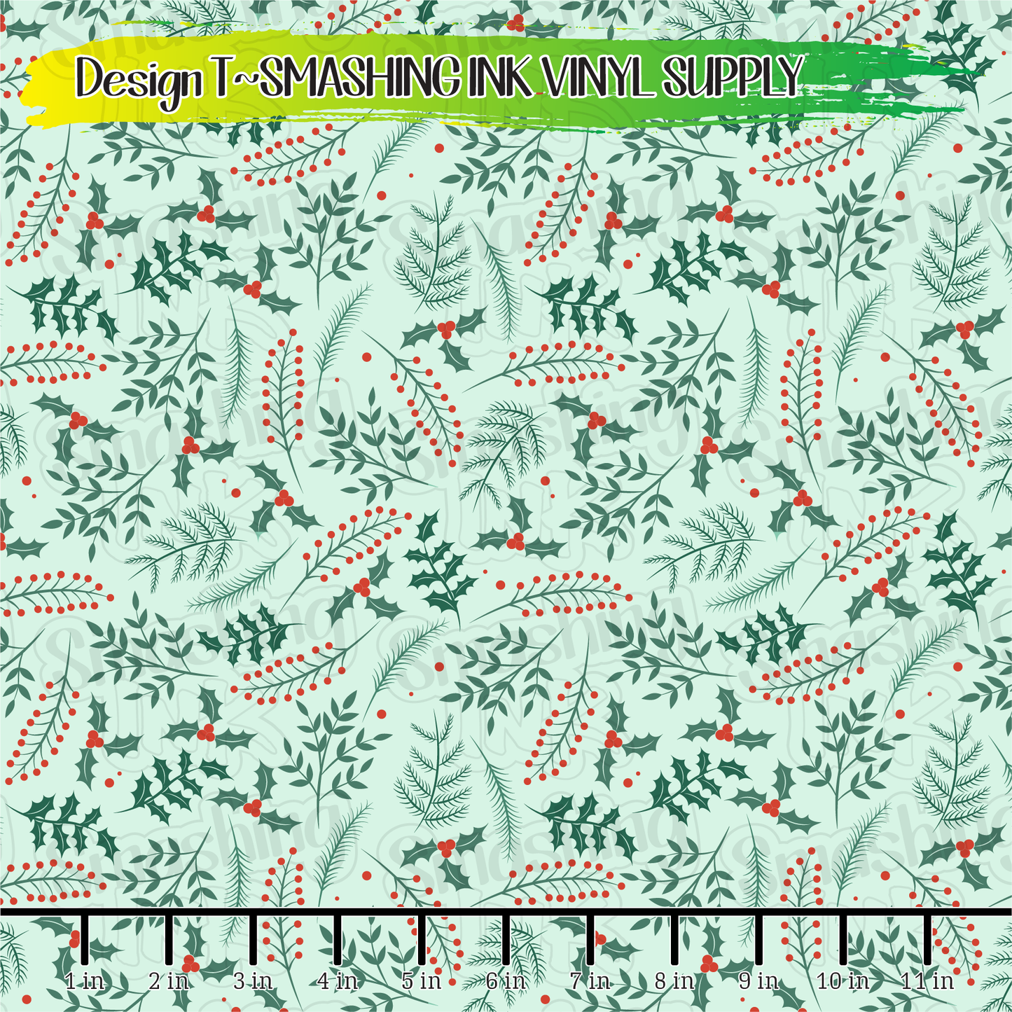 Holiday Holly ★ Printed Vinyl Sheets | Faux Leather | Laser Safe