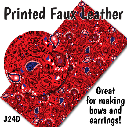 Patriotic Paisley - Faux Leather Sheet (SHIPS IN 3 BUS DAYS)