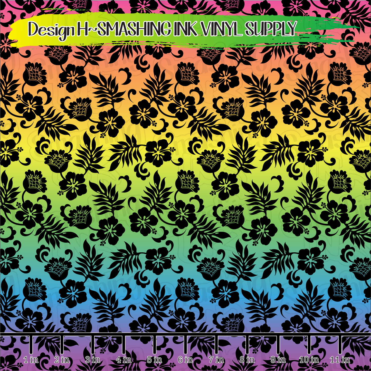 Rainbow Hibiscus ★ Printed Vinyl Sheets | Faux Leather | Laser Safe