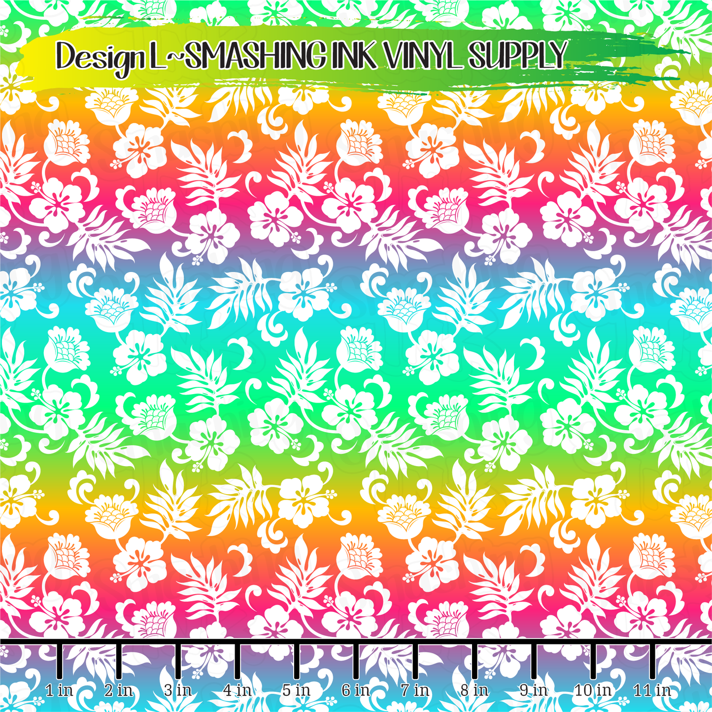 Rainbow Hibiscus ★ Printed Vinyl Sheets | Faux Leather | Laser Safe