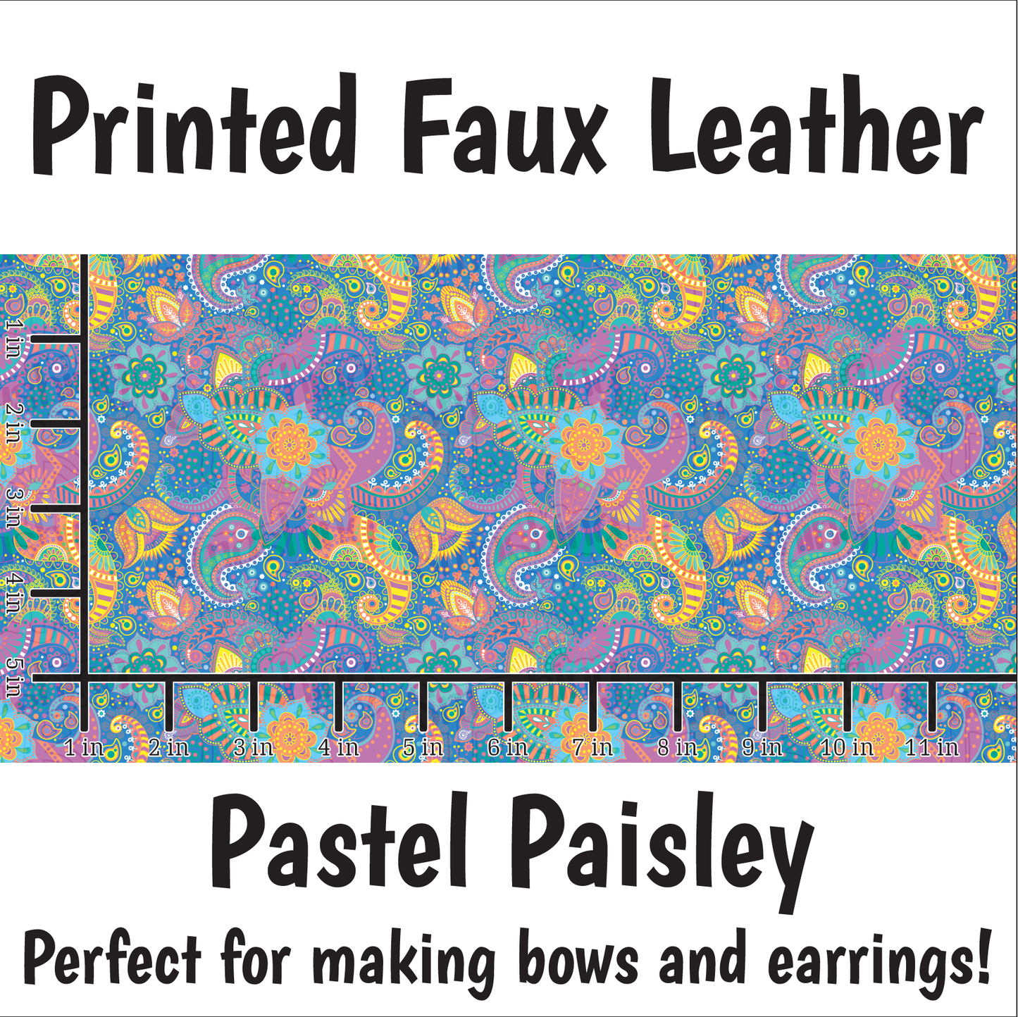 Pastel Paisley - Faux Leather Sheet (SHIPS IN 3 BUS DAYS)