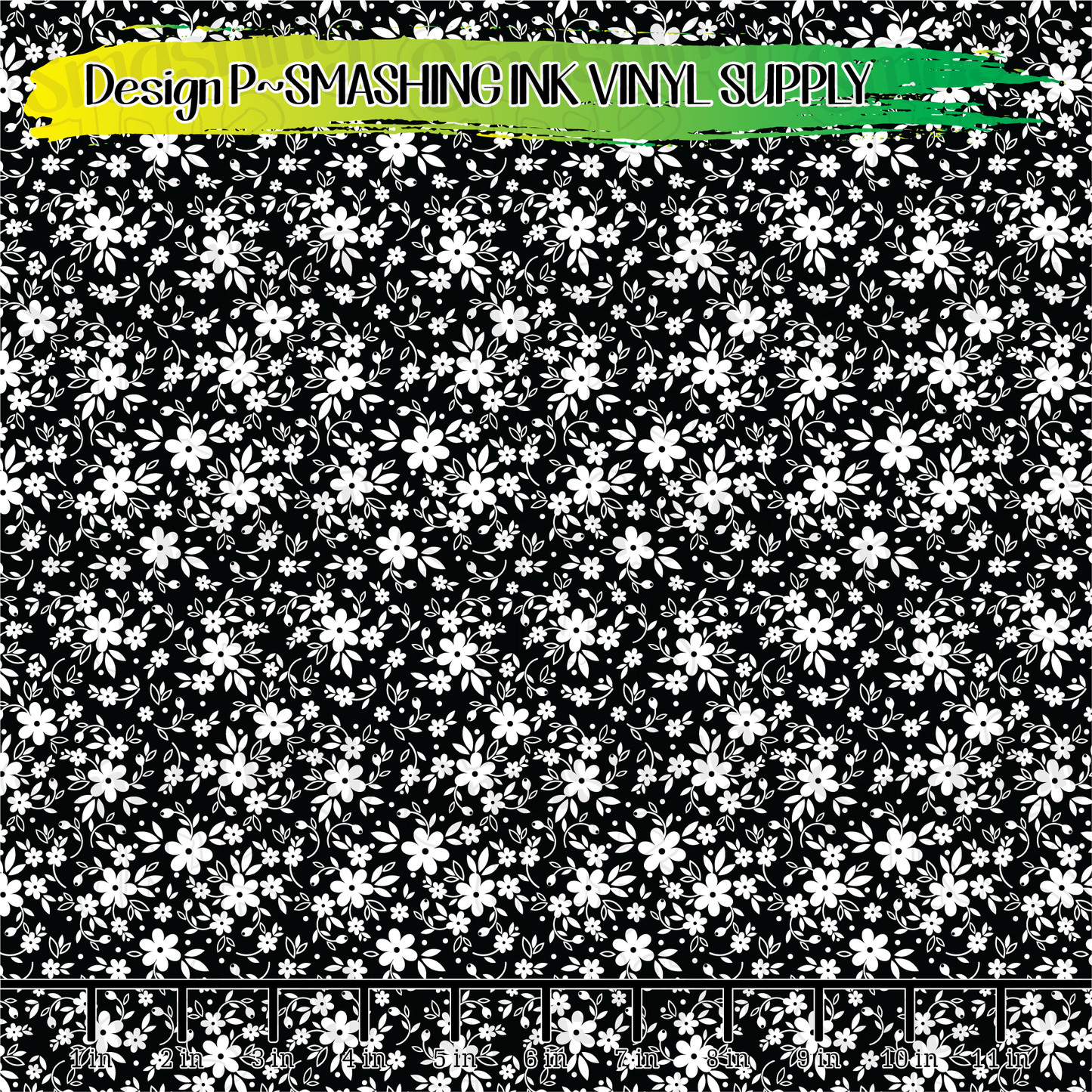 BLACK WHITE FLORAL ★ Printed Vinyl Sheets | Faux Leather | Laser Safe