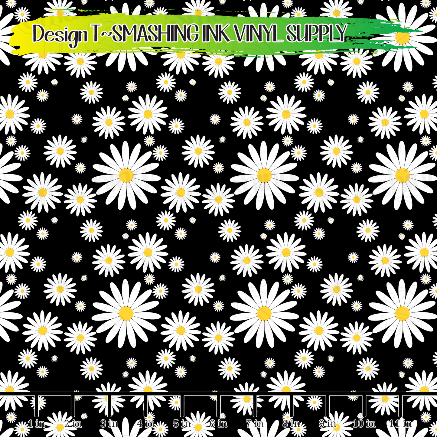 Black Daisies ★ Printed Vinyl Sheets | Faux Leather | Laser Safe