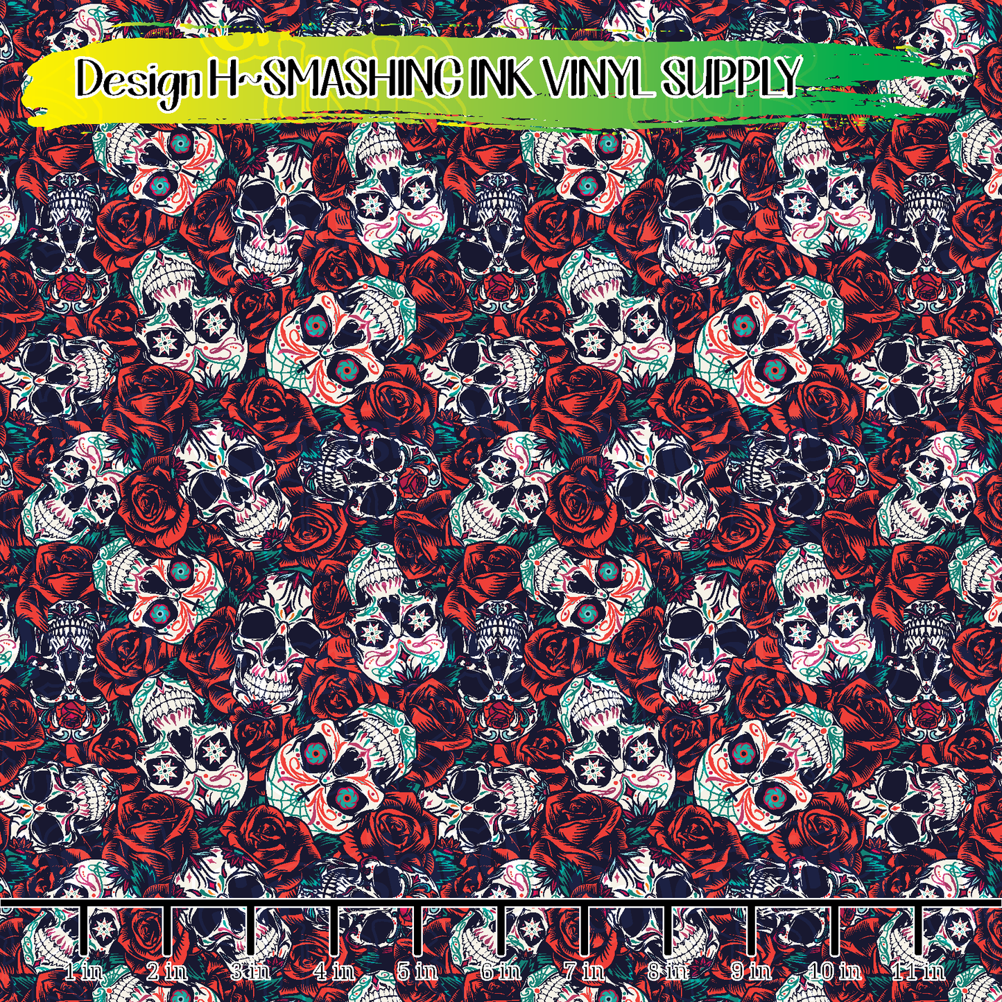 Roses and Skulls ★ Printed Vinyl Sheets | Faux Leather | Laser Safe