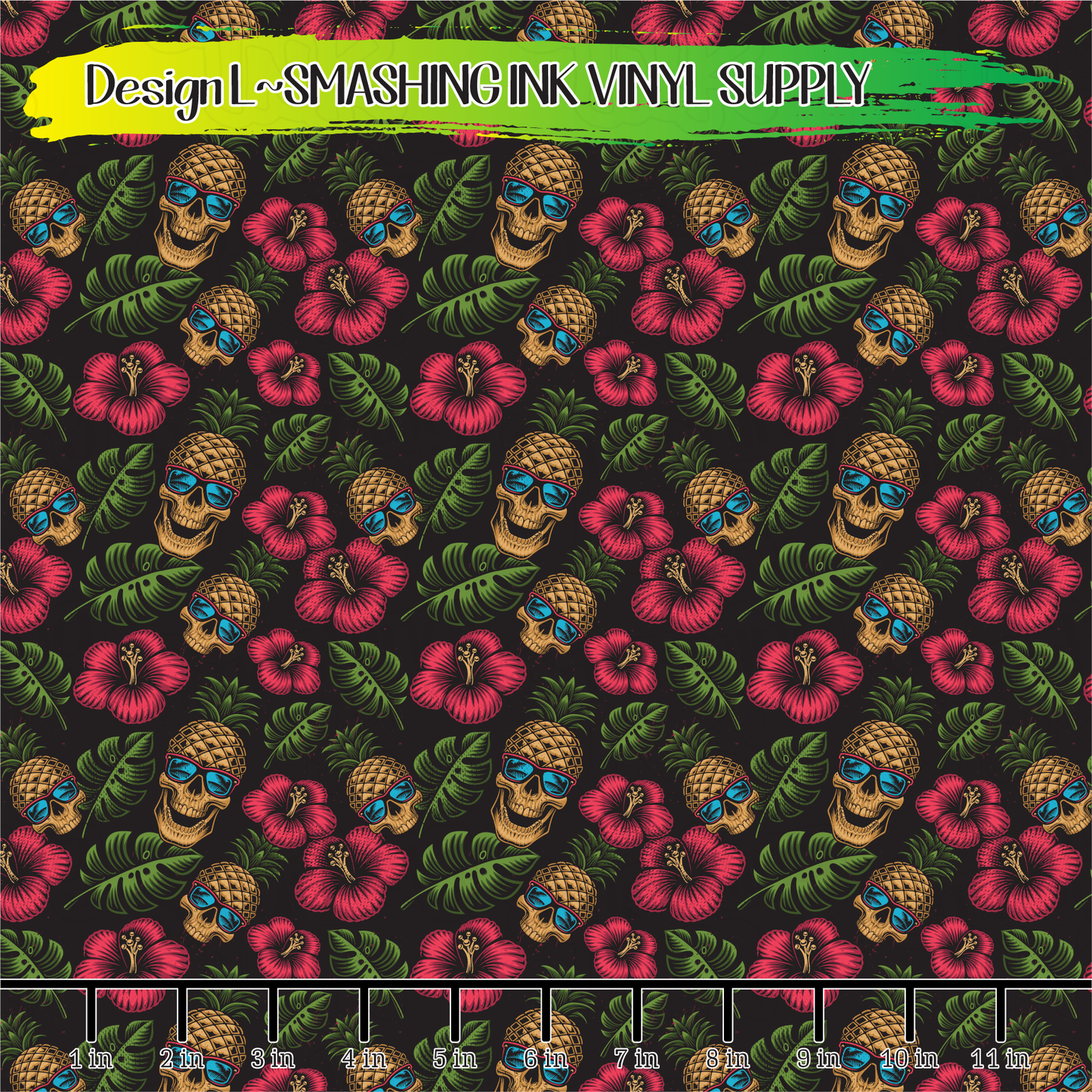 Tropical Skulls ★ Printed Sheets | Faux Leather | Laser Safe