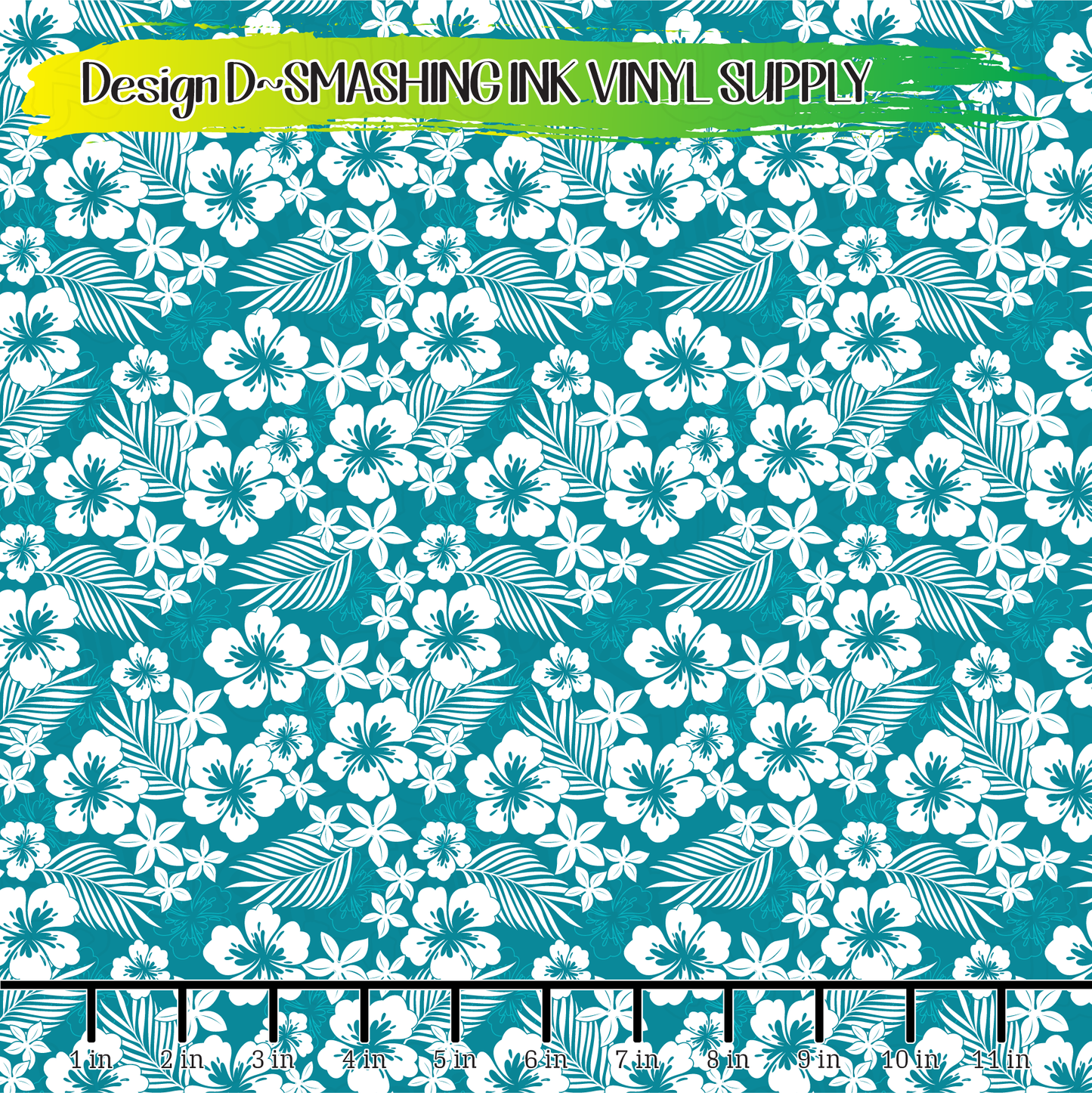 Teal Hibiscus ★ Printed Vinyl Sheets | Faux Leather | Laser Safe