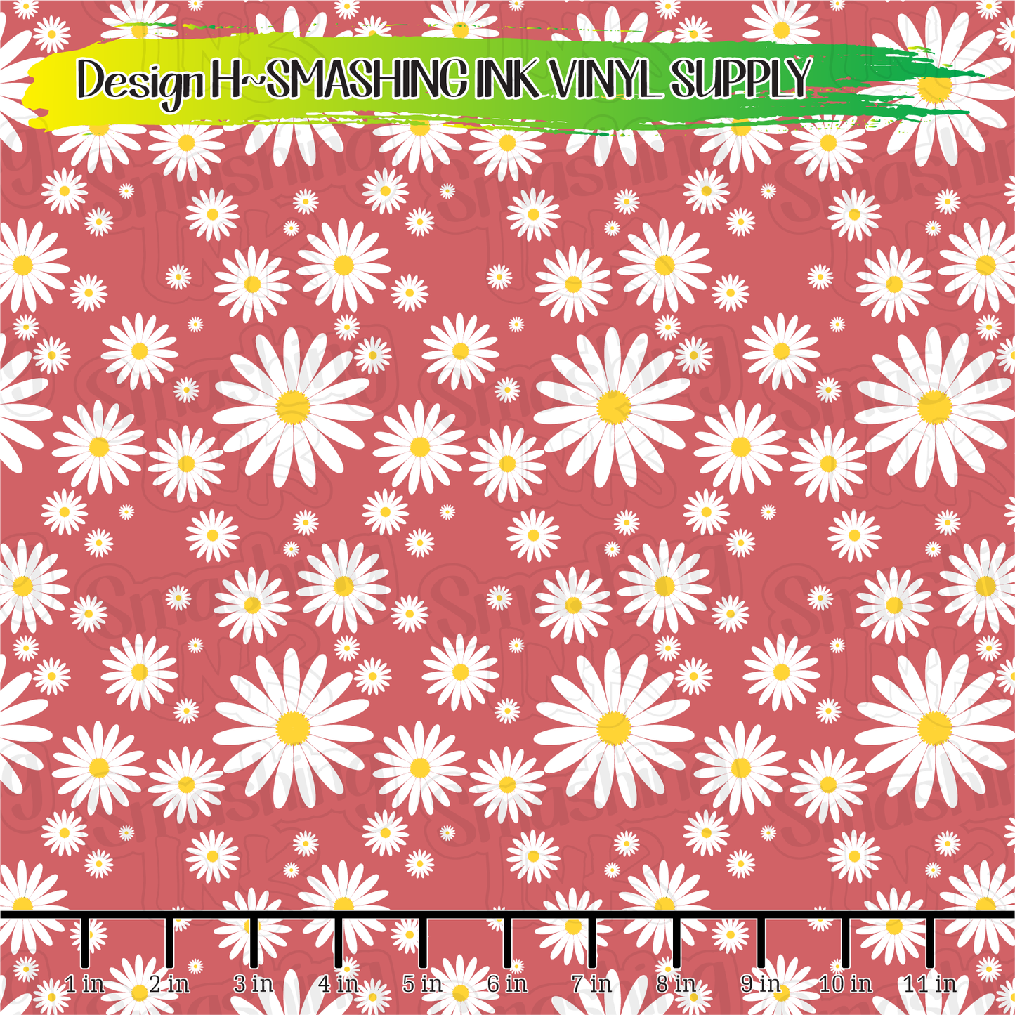 Red Daisies ★ Printed Vinyl Sheets | Faux Leather | Laser Safe