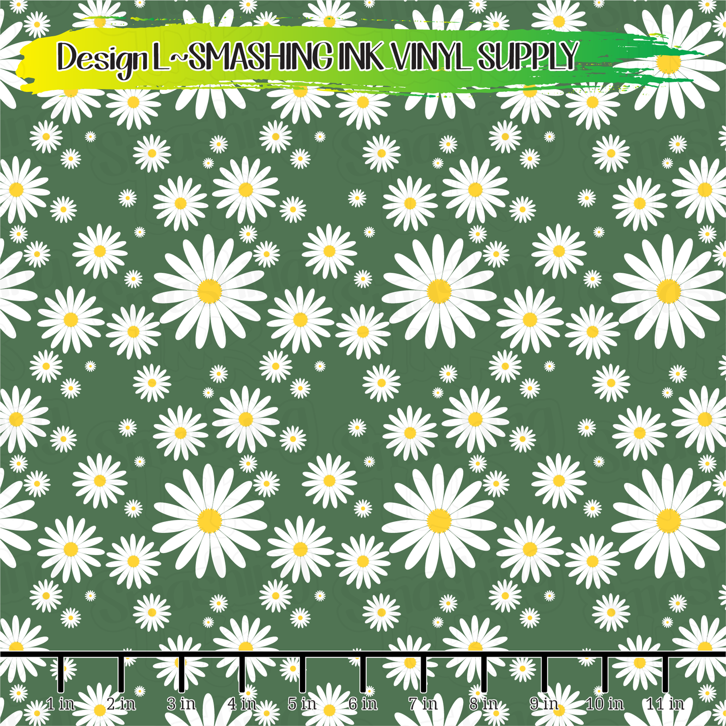 Green Daisies ★ Printed Vinyl Sheets | Faux Leather | Laser Safe