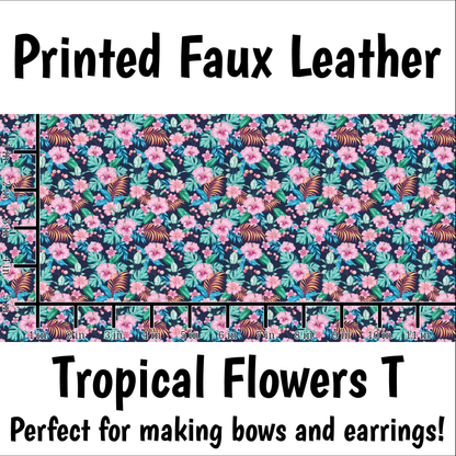 Tropical Flowers T - Faux Leather Sheet (SHIPS IN 3 BUS DAYS)