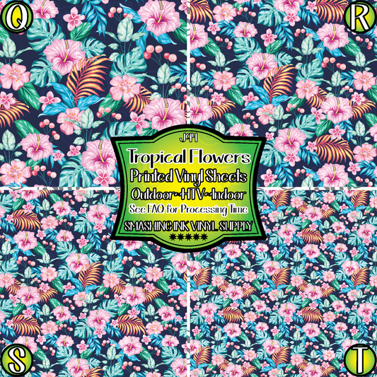 Tropical Flowers ★ Pattern Vinyl | Faux Leather | Sublimation (TAT 3 BUS DAYS)