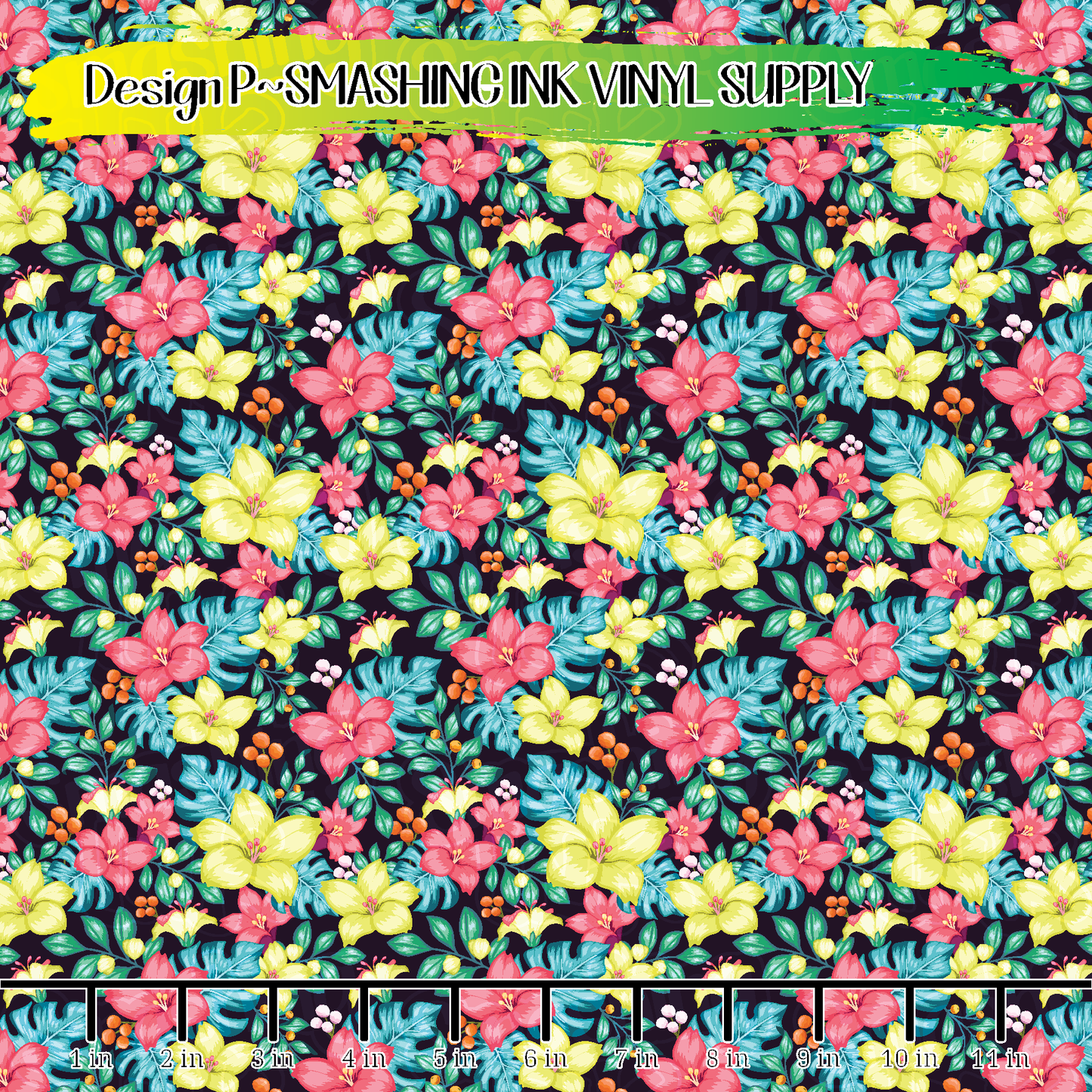 Tropical Flowers ★ Printed Vinyl Sheets | Faux Leather | Laser Safe