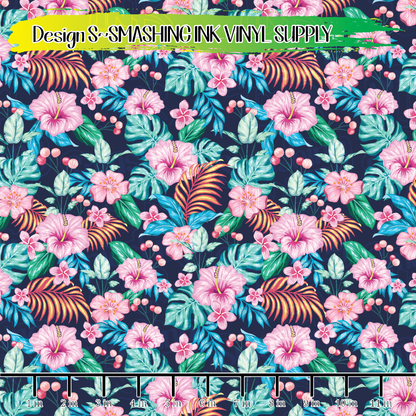 Tropical Flowers ★ Pattern Vinyl | Faux Leather | Sublimation (TAT 3 BUS DAYS)