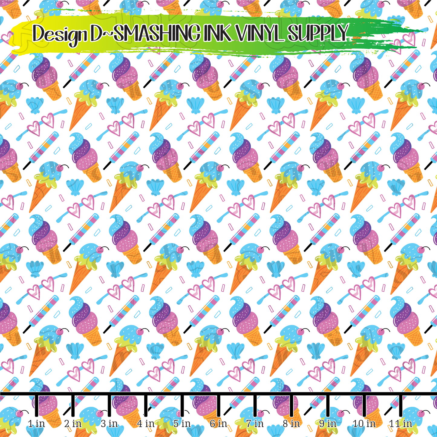 Colorful Ice Cream ★ Printed Vinyl Sheets | Faux Leather | Laser Safe