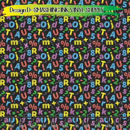 Colorful Chalkboard ★ ABCD - Pattern Vinyl | Faux Leather | Sublimation (TAT 3 BUS DAYS)