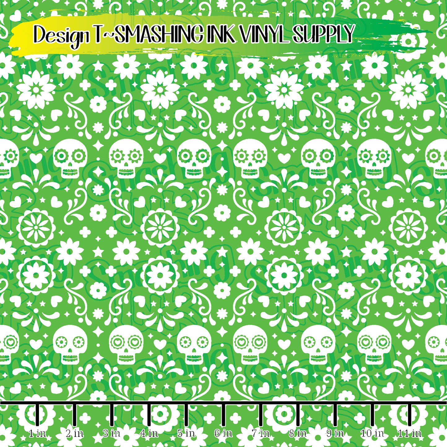 Floral Sugar Skulls ★ Printed Vinyl Sheets | Faux Leather | Laser Safe