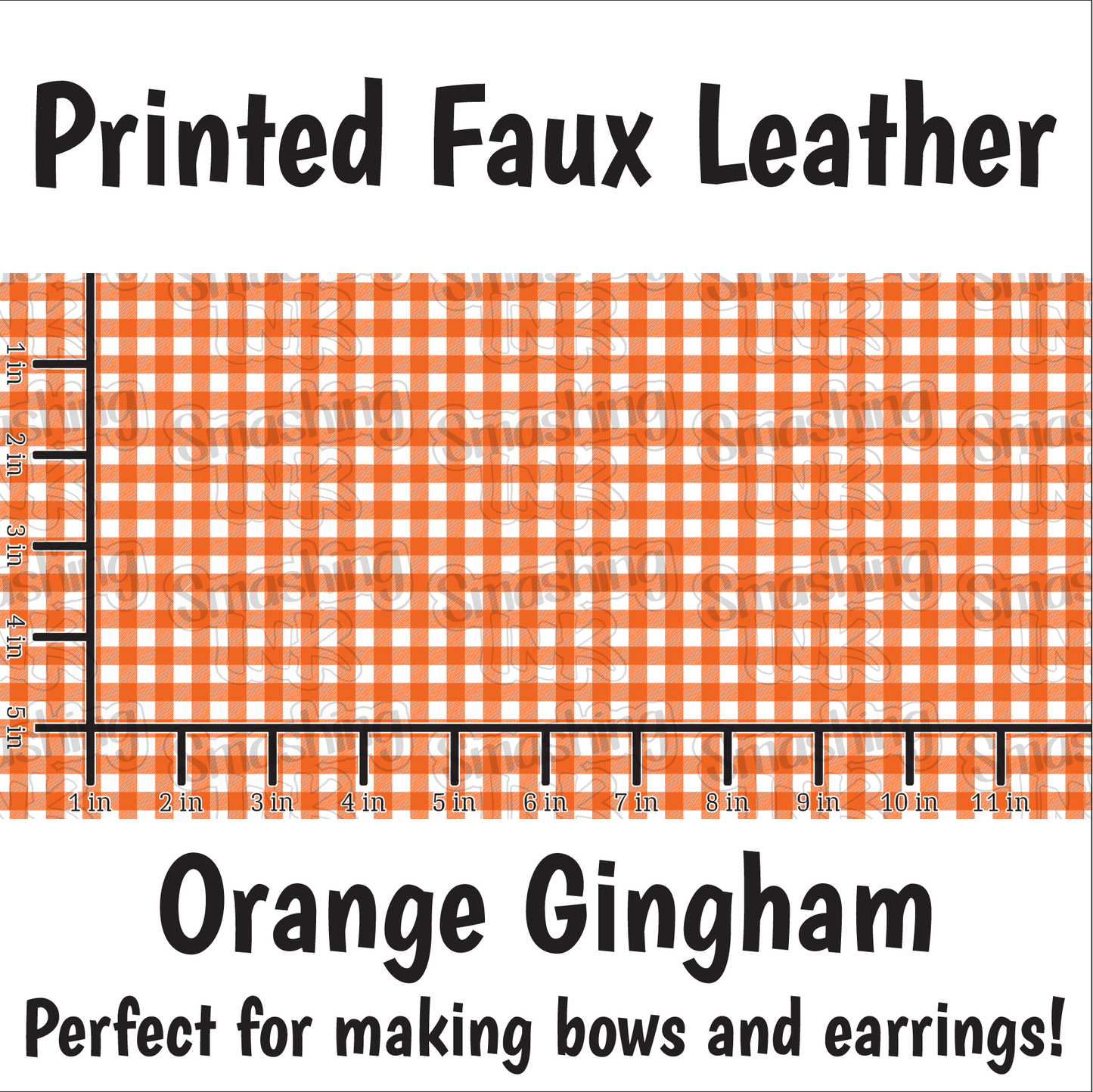 Orange Gingham - Faux Leather Sheet (SHIPS IN 3 BUS DAYS)
