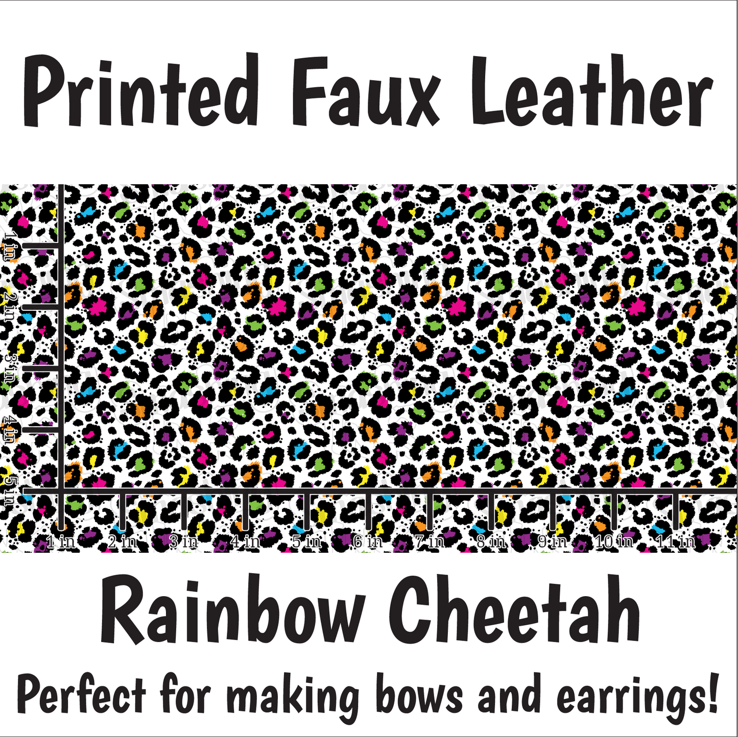 Rainbow Cheetah - Faux Leather Sheet (SHIPS IN 3 BUS DAYS)