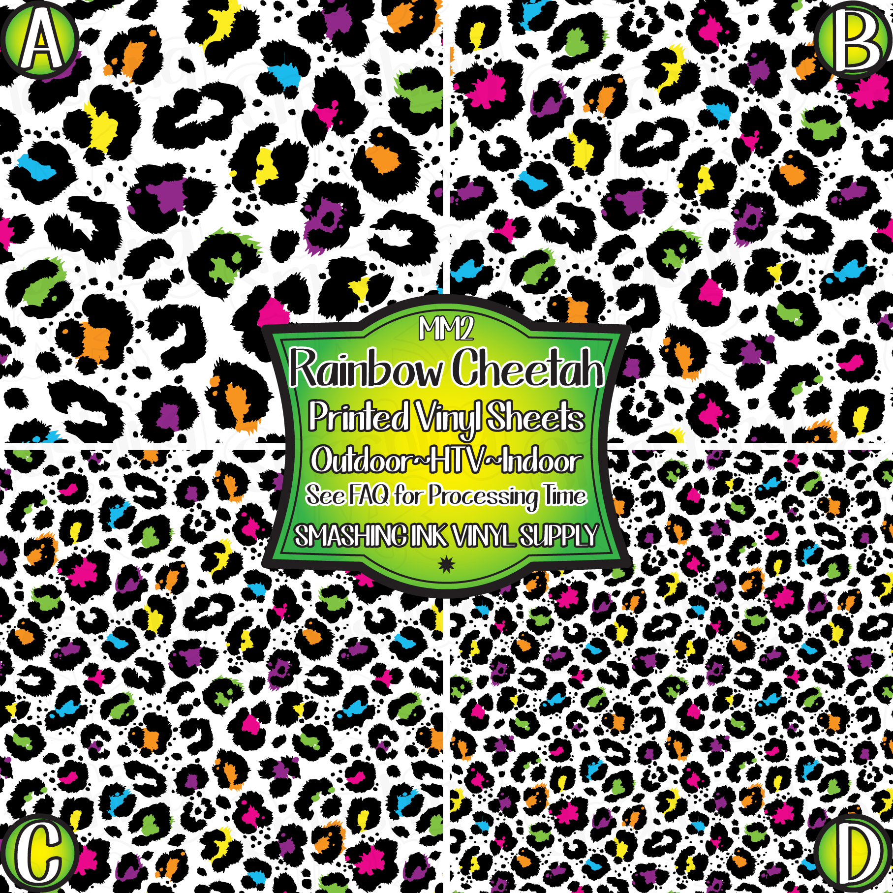 Ombre Rainbow Cheetah/Leopard Print HTV (Heat Transfer Vinyl) or Oracal 651