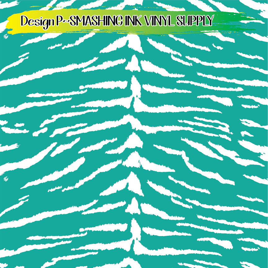 Teal White Animal Print ★ Printed Vinyl Sheets | Faux Leather | Laser Safe