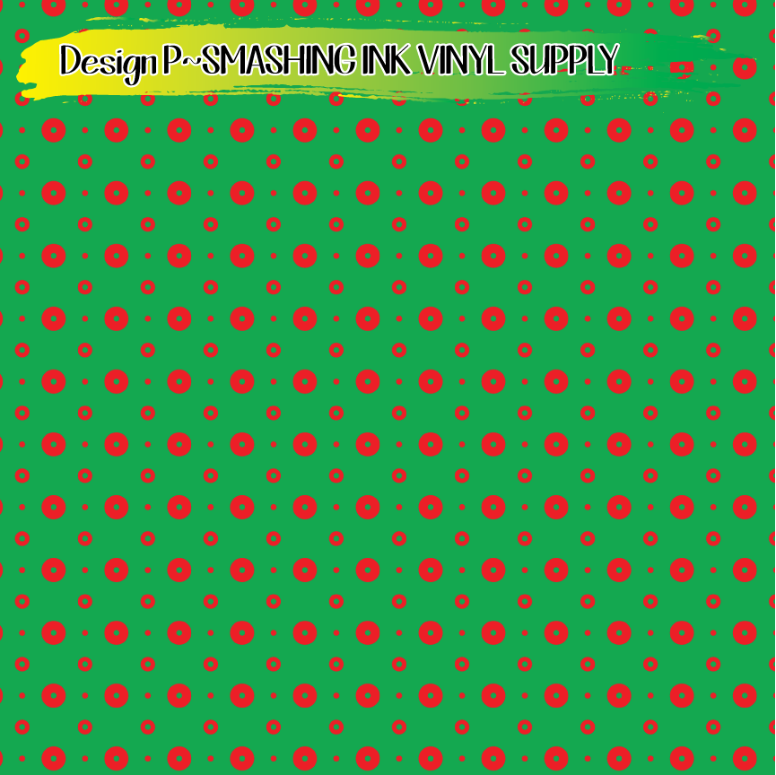 Red Green Polka Dot ★ Printed Vinyl Sheets | Faux Leather | Laser Safe