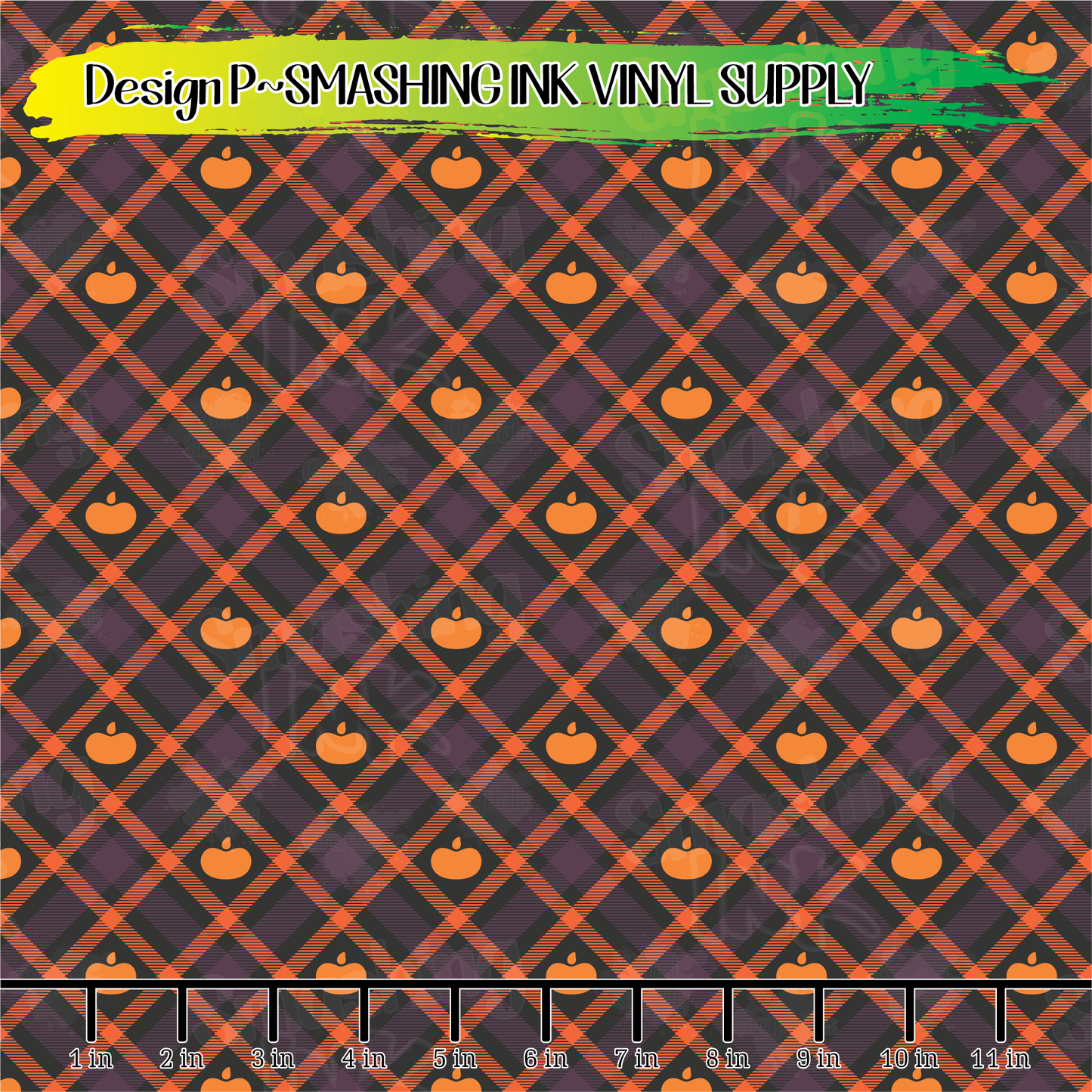 Halloween Pumpkin Plaid ★ Printed Vinyl Sheets | Faux Leather | Laser Safe