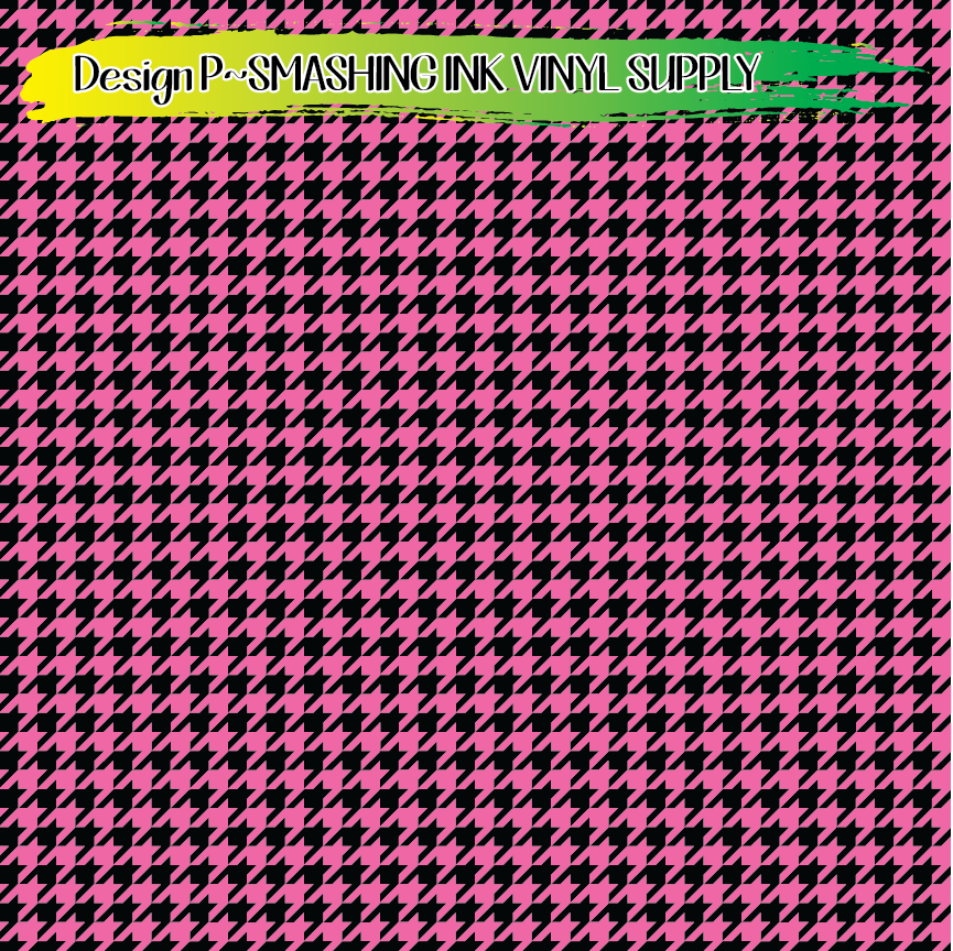 Light Pink Black Houndstooth ★ Printed Vinyl Sheets | Faux Leather | Laser Safe