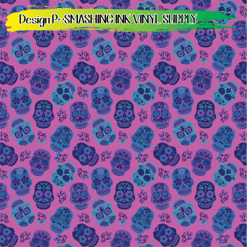 Sugar Skulls ★ Printed Vinyl Sheets | Faux Leather | Laser Safe