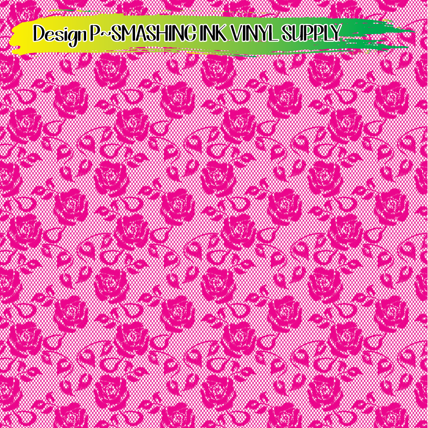 Pink White Lace ★ Printed Vinyl Sheets | Faux Leather | Laser Safe