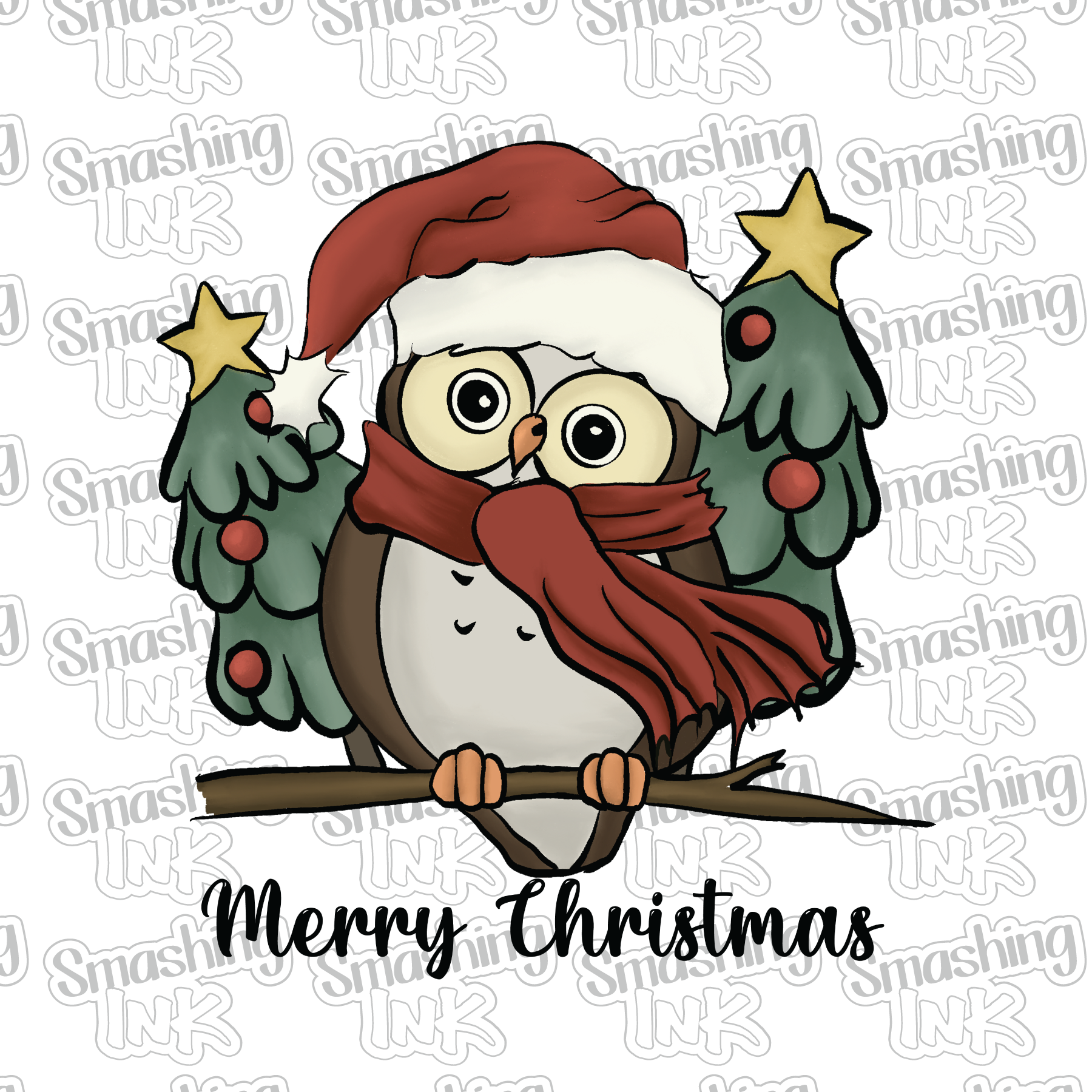 Merry Christmas Owl - Heat Transfer, DTF