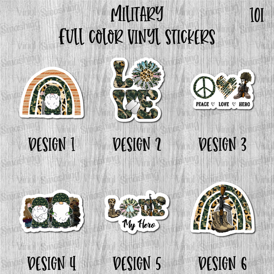 Military - Full Color Vinyl Stickers (SHIPS IN 3-7 BUS DAYS)