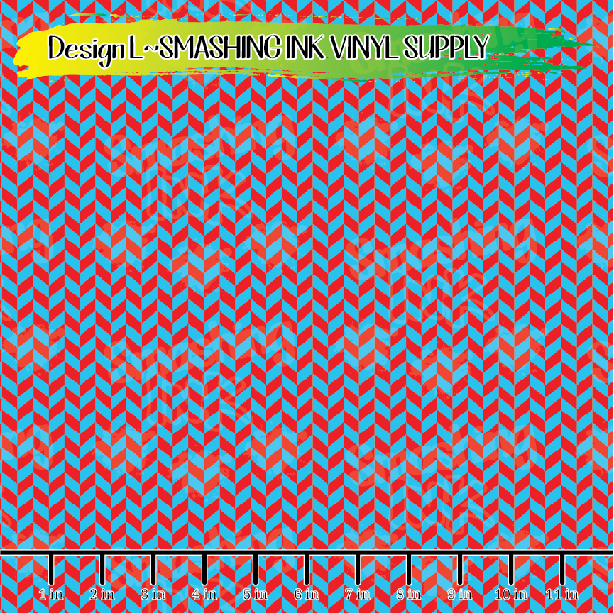 Blue Red White Pattern ★ Printed Vinyl Sheets | Faux Leather | Laser Safe